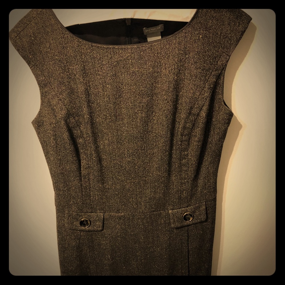 EUC Brown tweed business suit dress Ann Taylor 2P